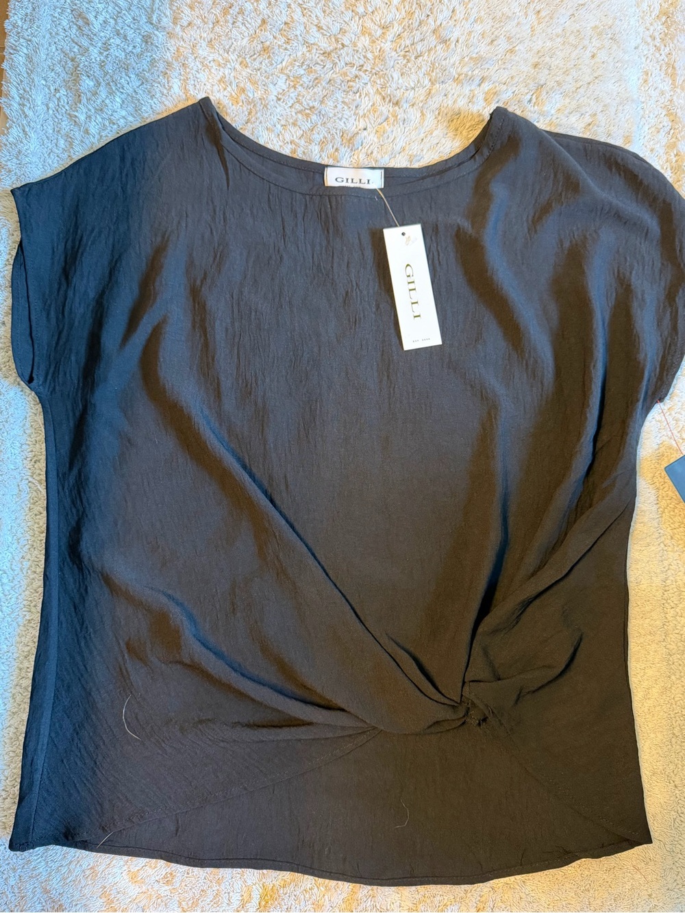 Gilli Black Knot-Front Blouse large